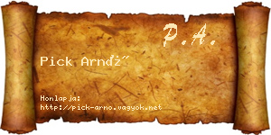 Pick Arnó névjegykártya